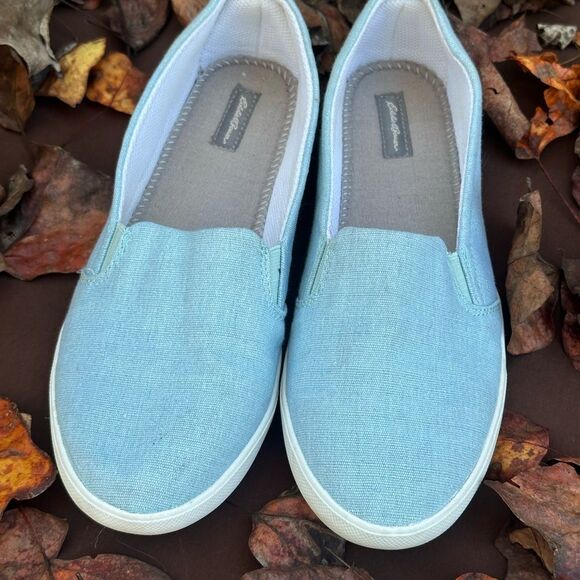 Eddie Bauer Seafoam Sage Green - Light Blue Canvas Slip-On Flats Sneakers - Picture 10 of 10